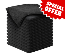 Load image into Gallery viewer, Black Microfiber Towels 300 GSM, 16x16